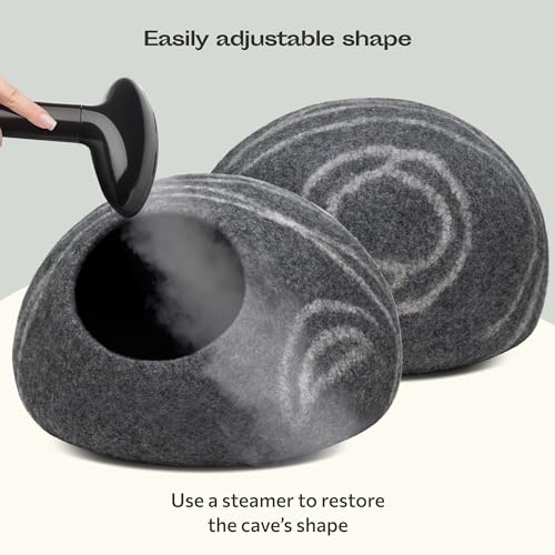 MEOWFIA Cat Cave – Premium Felt Cat Bed for Indoor Cats, Handmade Merino Wool (Dark Gray, Medium)