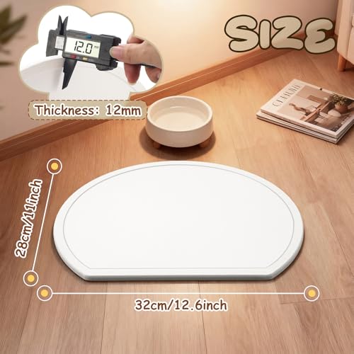 Stone Mat for Dog and Cat Water Bowls 12.6 x 11 Inch Absorbent Feeding Mat Christmas Pet Gift Quick Drying Tray for Pet Water Fountains Diatomaceous Earth Accessories for Messy Drinkers