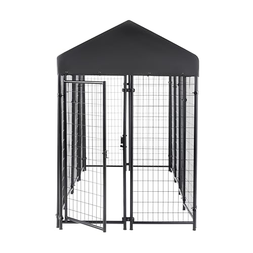 Amazon Basics - Welded Rectangular Outdoor Secure Wire Crate Kennel for Cat, Dog Large, Black, 102 x 48 x 72 inches