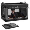 Feandrea Collapsible Dog Crate, 48-Inch Portable Dog Travel Crate for Extra Large Dogs, Oxford Fabric Pet Carrier with 4 Mesh Doors, Handles, Storage Pocket, Water Bottle Holder, Ink Black UPDC022BH01