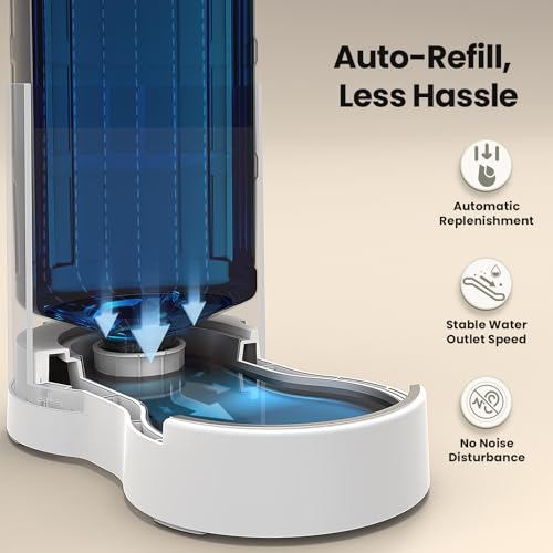 CZPET Automatic 7L Dog and Cat Water Dispenser with Stainless Steel Bowl Gravity Waterer,100% BPA-Free,Large Capacity and Drinking Area Noise-Free for Pets