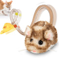 Migipaws Interactive MigiMouse Cat Toy 360° Rolling & Spin with Mesh Plastic Tail for Indoor Cats Smart Motion Sensor, Realistic Squeak, Rechargeable Plush Kitten Toy(Brown Long)