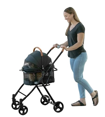 Pet Gear 3-in-1 Travel System, View 360 Stroller Converts to Carrier and Booster Seat with Easy Click N Go Technology, for Small Dogs & Cats, 4 Colors, Onyx- 4 Wheel