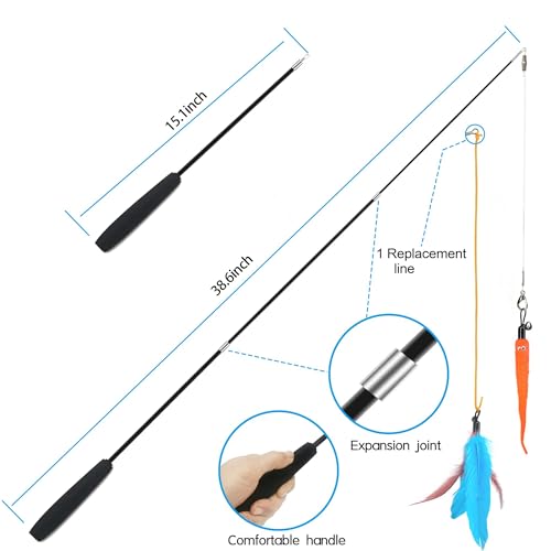 ZPH Cat Toys Interactive for Indoor Cats,2PCS Retractable Cat Wand,9PCS Teaser Toys&1PCS Hanging Door Lure Kitten Toy,Interactive Feather Toy for Teaser Play and Chase Exercise with Kitten