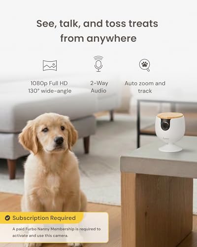 Furbo Mini Pet Camera [Subscription Required] Unlock Camera w/Paid Plan: Home Security with Dog & Cat Safety Alerts, 2-Way Audio, Mountable Smart Cam (Low Risk, 3mo Min. Cancel Anytime)
