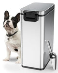 Courpal® Stainless Steel Dog Food Storage Container - 20 LB / 15 LB Dry Pet Food Container with Lids Airtight for Cat Dog Bird - 15L / 4 Gal Stackable Metal Large Sealed Animal Food Bin with Scoop