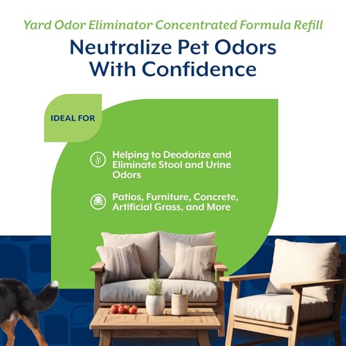 NaturVet - Yard Odor Eliminator - Eliminate Stool and Urine Odors from Lawn and Yard - Designed for Use on Grass, Plants, Patios, Gravel, Concrete & More - 64 oz Refill