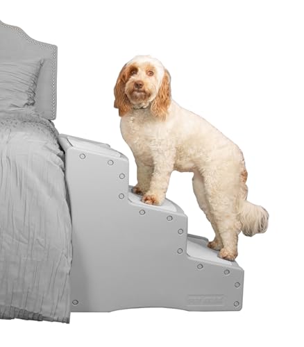 Pet Gear Easy Step III Extra Wide Pet Stairs, 3 Step for Dogs/Cats up to 200 pounds, Removable/Washable Carpet, Easy Assembly (No Tools Required), Fog