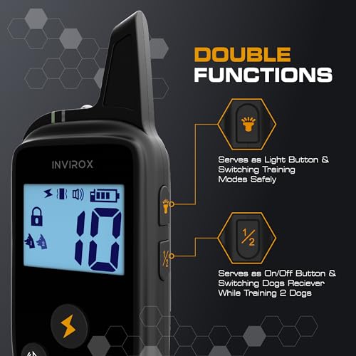 INVIROX 2026 Edition Dog Training Collar with Remote - 123 Level Shock Collar for Dogs, 1100 yd Range, Waterproof Rechargeable System with Manual Bark Control for Stubborn, Reactive, Large Breeds