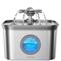 Stainless Steel Cat Water Fountain, 99oz/2.8L Auto Pet Drinking Fountain with 20dB Ultra-Quiet Pump- Ideal for Timid Pets, LED Water Level Window, Dishwasher Safe, 24/7 Circulating Flow - FEELNEEDY