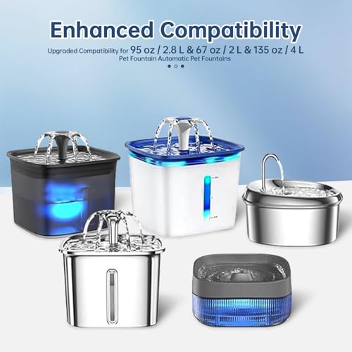 32 Pcs Cat Water Fountain Replacement Filters-16 Pack Cat Fountain Filters with 16 Pack Sponges, Enhanced Compatibility Pet Fountain Filter Fit for 95oz/2.8L 135oz/4L 67oz/2L Pet Drinking Fountain
