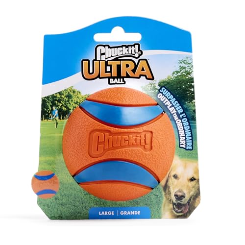 Chuckit! Ultra Ball Dog Toy - Size Large - For Dogs 60-100 lbs - Made from Durable Rubber - Super Bouncy - Floats in Water - 3-inch Diameter - Pack of 1