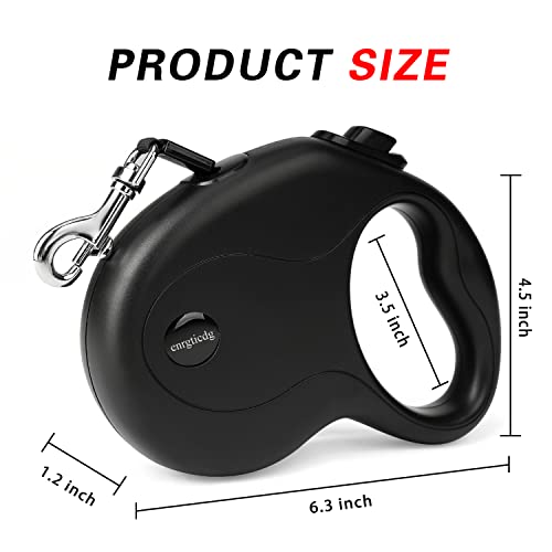 enrgticdg 16Ft Retractable Dog Leash,Light Weight Leash for Small to Medium Dogs/Cats Up to 50lbs,Stainless Steel Spring Strong Nylon Tape, Tangle Free, One-Handed Brake.(Black)