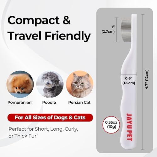 JAYU PET Facial Grooming Comb - Dog Eye Combs, Stress-free Eye Gunk Remover for Dogs & Cats, Pet Facial Brush, Cat Grooming Kit, Stainless Steel Deshedding Comb (1ea)