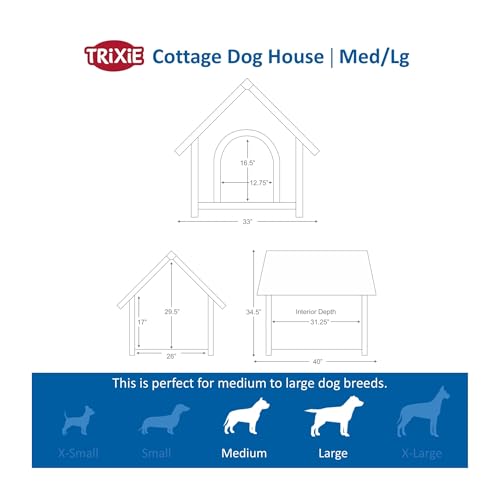 TRIXIE Natura Cottage Dog House, Large Dogs – 40 x 33 x 34.5 in