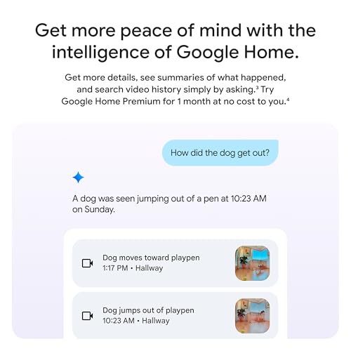 Google Nest Cam Indoor (Wired, 3rd Gen) - Security Camera with 2K Video and Gemini, Night Vision, 2-Way Audio, Works with Google Home - 2025 Model - Snow