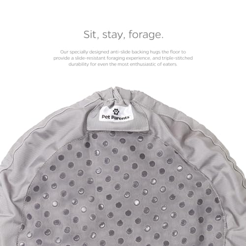 Pet Parents Forager Bowls, Slow Feeder Dog & Cat Bowls with SoftSnout™ & Non-Slip Backing, Portable Pet Puzzle Toys & Snuffle Mats, 30 oz, Modern Grey (Meadow Ponds)