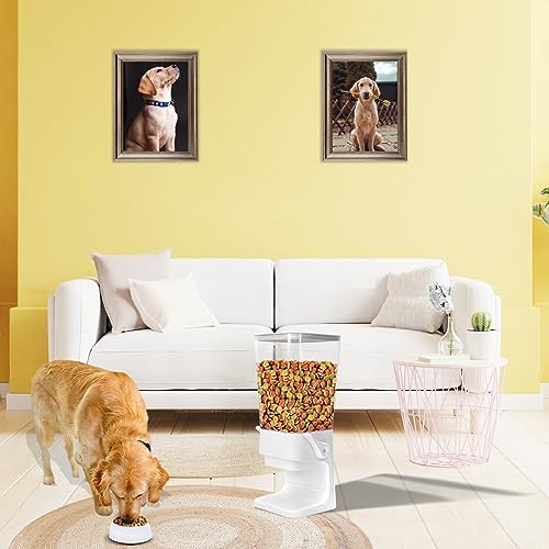 P-ZOONPE Dog Food Storage Container, 5-7 lb Pet Food Storage Containers, Downward-pressing Large Outlet Suitable for Dog, Cat, Bird Dispenser, White