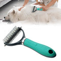 Pet Grooming Brush, 2026 New Multifunctional Double-Sided Undercoat Rake for dogs, Durable Dematting Tool for long haired cats, Easy Grip Fur Remover Comb for home use (Green)