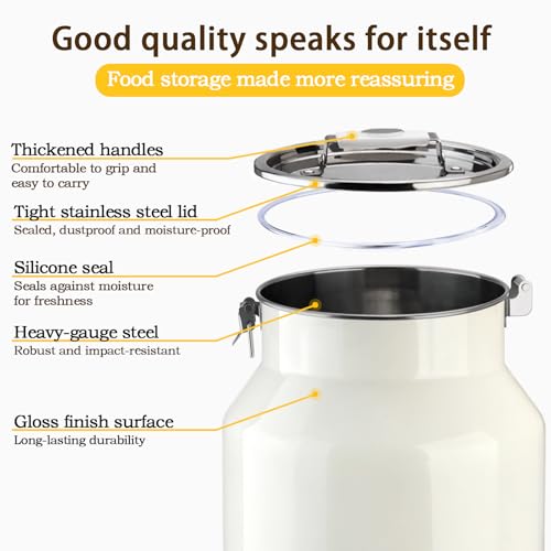 Aloxina Dog-Cat Food Storage Container 40 lb/38 Qt, Large Stainless Steel Pet Food Bin with Airtight Lid & Scoop Included, Durable 304 Metal Storage for Dogs & Cats