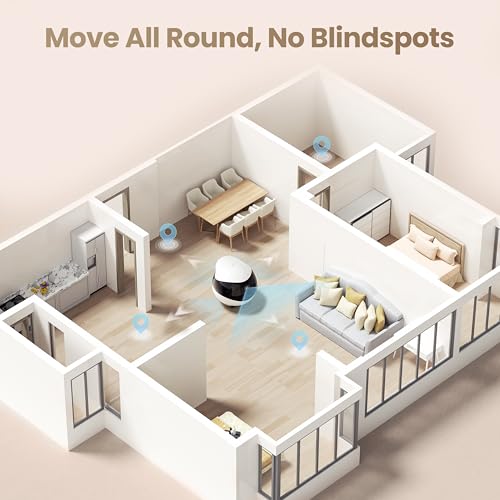 Enabot EBO Air 2 FamilyBot Indoor Security Camera Robot: 2K Pet Camera, Movable Home Robot, Custom Facial Expression, Auto-Recharge, Battery-Operated, 2-Way Talk, Night Vision(Dove White)