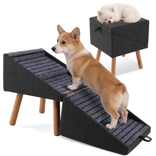 Dog Stairs for Small Dogs 17" H 2-in-1 Foldable