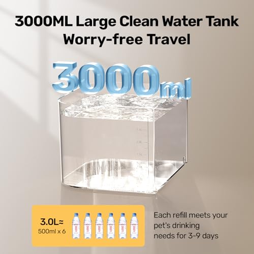 HAPAW Cat Water Fountain, Wastewater Separation & No Filter Cotton, Pet Water Dispenser with 101oz/3L Large Capacity Tank, Wireless Automatic Water Fountains for Cats Indoor Cat Watering Supplies