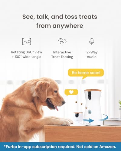 Furbo 360° Dog Camera + Mini [New Subscription Required at Setup] 2-Camera Bundle Nanny Pro Subscription: Dog Safety & Home Security Alerts, Pet Camera with Speaker, Phone App & Night Vision