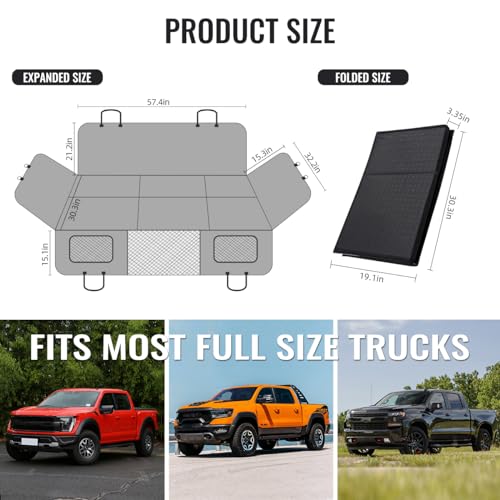 MAXFUT Dog Back Seat Extender for Truck,Truck Dog Seat Cover Back Seat,Dog Hammock for Truck,Hard Bottom Seat Extender,Pet Seat Covers for F150/RAM1500/Silverado