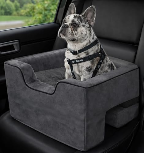Pet Gear Lookout Booster Car Seat, Removable Comfort Pillow, Safety Tether Included, Installs in Seconds, No Tools Required, Light Charcoal
