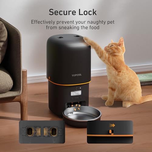 2025 Upgraded Automatic Cat Feeder - 4L Timed Auto Pet Feeder for Cat and Dog with Dry Food Dispenser, 180-day Battery Life, 1-6 Meals Per Day, 1-16 Portion, Desiccant Bag Keeps Food Fresh