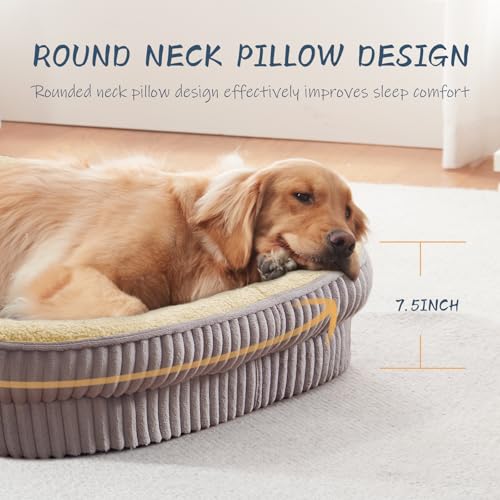 DEBANG HOME Orthopedic Dog Bed for Medium Dogs Breeds, High Density Egg Crate Foam Dog Sofa Beds,Oval Kennel Bed, Pet Couch Bed with Four Sided Bolster, Removable Washable Cover& Non-Slip Bottom