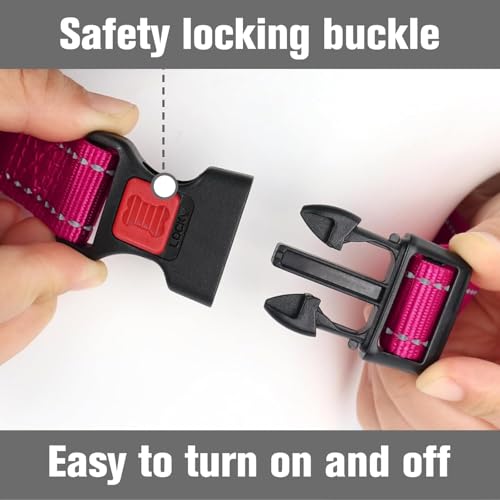 Joytale Martingale Collar for Dogs, Reflective Escape Proof Training Dog Collars with Safety Lock Buckle, No Slip Soft Nylon for Medium Pets, Hotpink, M