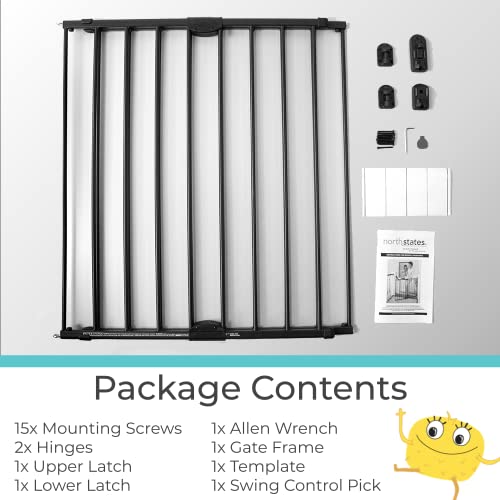 Toddleroo by North States - Easy Swing & Lock Baby Gate Series 2: Hardware Mounted Metal Safety for Stairs & Doorways - Adjustable 28.68 to 47.85 Inches Wide - 31 Inches Tall - Matte Bronze