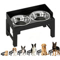 PAKEWAY Elevated Dog Bowls, Spill Proof, Tiltable Dog Feeder with 2 Stainless Steel Bowls, 6 Height Adjustable Raised Bowl