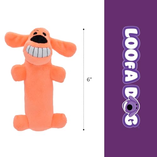 Multipet Original Loofa Dog Plush Toy - Squeaky Toy for All Dogs - Extra Soft Plush - Stuffed Animal Dog Toys for Playing (1 Count, 6”, Random Color Surprise)
