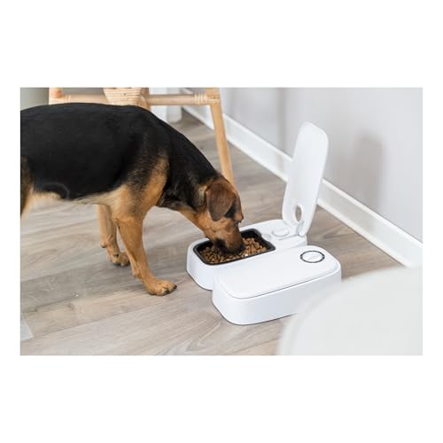 Trixie TX2 Automatic Food Dispenser, Two Food Bowls, Dual Timer, 48 Hour Timer, Battery Operated, White