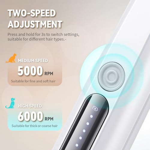 MOONEON 2026 New Pet Precision Trimmer, Dog Paw Trimmer with LED Light, Low Noise, IP68 Waterproof, Dual-Speed Motor, Suit for Trimming Paw, Ear, Face, Butt, Eyebrows, USB Rechageble