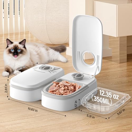 NeatenWise 2-Meal Timed Cat Feeder, 48H Wet Food Dispenser with Ice Packs, 700ml Capacity, Battery Powered for Cats & Small Dogs