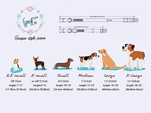 Unique Style Paws Dog Collar With Metal Buckle - Red Rose Flower Gift for Small, Medium, Large Boys Girls Dogs - Durable and Cute