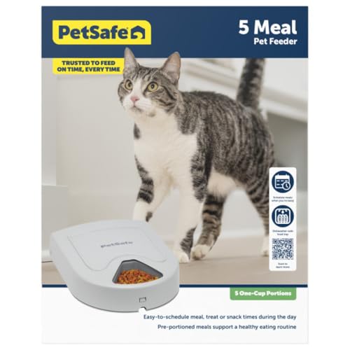 PetSafe Automatic Dog Feeder, 5 Meals, 40 oz Capacity, Plastic, for Dry Food, Multiple Pets