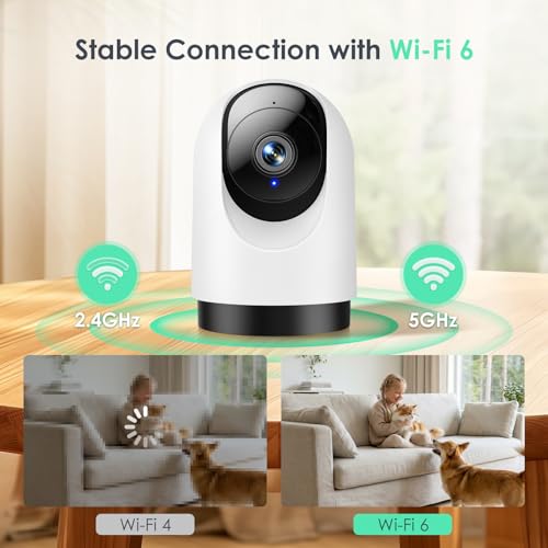 YOTON Indoor Security Camera, 2.4/5GHz, 2K 360° Wi-Fi Baby Monitor & Pet Camera w/Motion Tracking, 2-Way Audio, Night Vision, SD/Cloud, Works with Alexa & Google Home