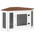 MAHANCRIS Corner Dog Crate Furniture, Wooden Dog Kennel End Table, Decorative Pet Crate Indoor Use, Furniture Style Dog House for Small Medium Dog, Dog Cage TV Stand, White and Walnut DCBA0801
