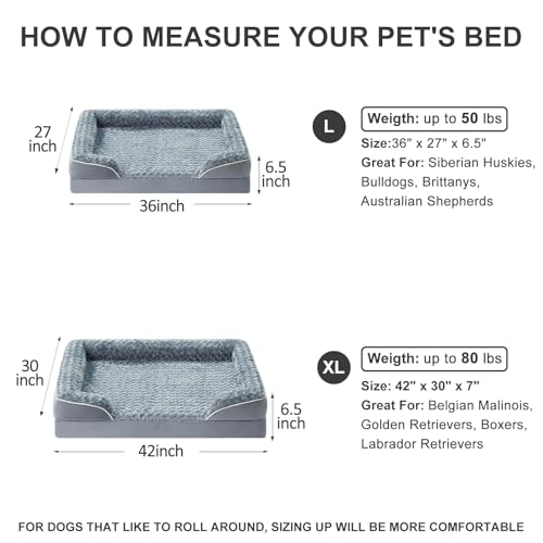 WNPETHOME Dog Beds for Large Sized Dogs, Washable Orthopedic Dog Couch Sofa Bed with Waterproof Lining & Non-Skid Bottom for Pet Sleeping