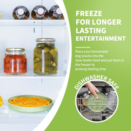 Zonopy Slow Feeder Dog Bowl for Small Medium Dogs & Cats, 7.5 Inch Non Slip Slow Bowl with 37 Suction Cups, Anti-Choking Food Grade Silicone Slow Eating Bowl