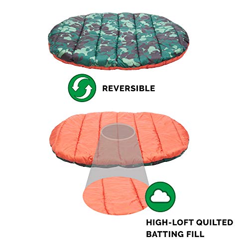 Furhaven Outdoor Travel Dog Bed for Large/Medium Dogs w/ Carry Bag, Washable & Foldable, Great for Crates & Kennels - Trail Pup Travel Pillow Mat w/ Stuff Sack Bag - Paprika/Camo-Paw, Large