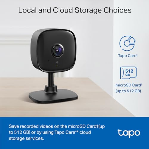 Tapo 1080P Indoor Wired Security Camera - Works as a Baby Monitor & Pet Camera, Motion Detection, 2-Way Audio, Siren, Night Vision, Subscription-Free Local Storage or Optional Cloud, C101