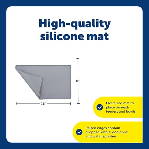 PetSafe Fountain and Feeder Mat, for Dogs and Cats, Silicone Food and Water Placemat, 26 in X 16 in, Waterproof, Dishwasher Safe, Pet Food Mat with Lip