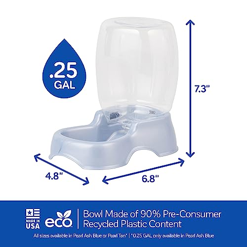 Petmate Pet Cafe Cat and Dog Water Dispenser Extra Small Water Bowl for Kittens and Puppies, USA Made, 0.25 GAL, 7.3"H, Pearl Ash Blue