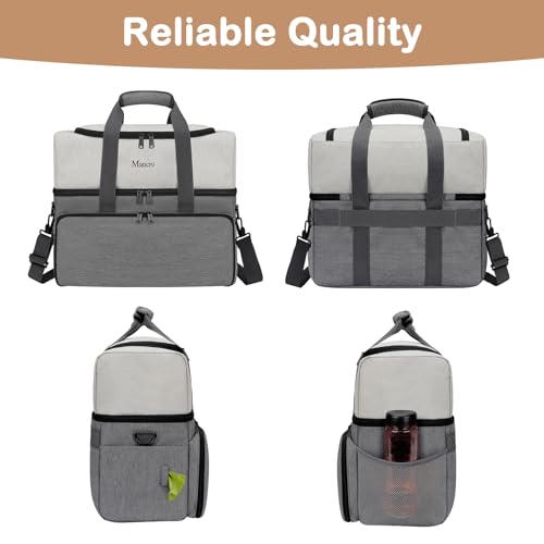 Mancro Dual Layers Dog Travel Bag, Pet Travel Bags with 2 Extra Large Food Containers, 2 Collapsible Dog Bowls, Multi-Pockets Tote Organizer for Pet Supplies, Road Trip Essentials, Weekend Camping